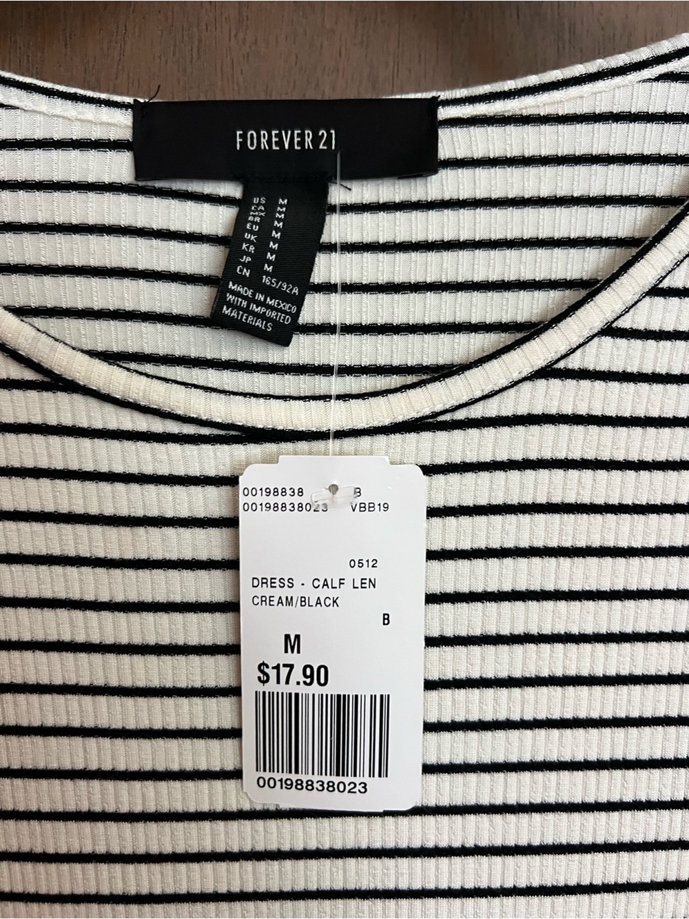 Forever 21 Black and White Striped Long Sleeve Midi Dress - Picture 2 of 3